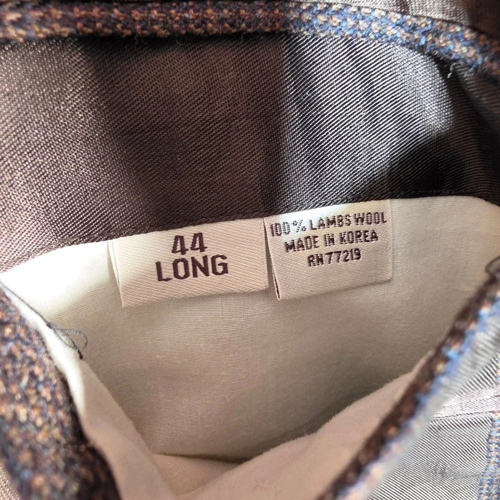 Pronto Uomo Lambswool Blazer Men's 44 Long Brown Houndstooth Sport Coat